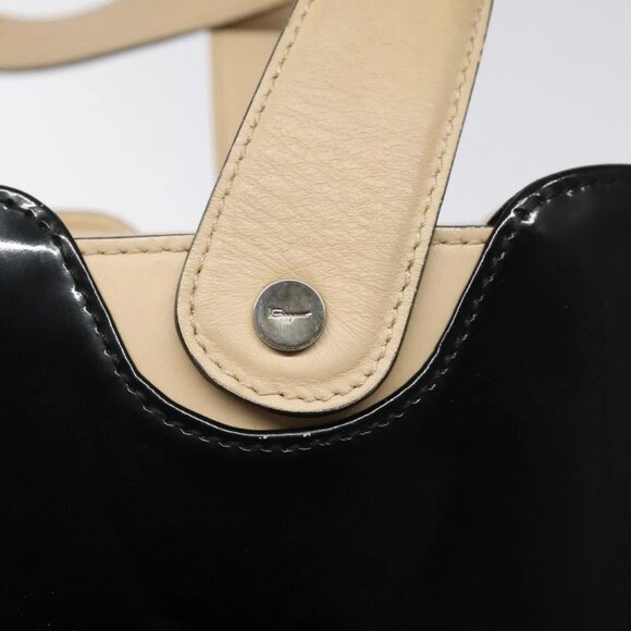 Salvatore Ferragamo Tote Bag Enamel Black Silver Auth - Picture 9 of 16